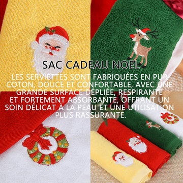 Emballage de noël 1 lot de 4 pièces serviette de noël pur coton coffret cadeau serviette créative serviettes douces pour la maison